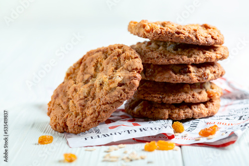 Stack of oatmeal cookies.