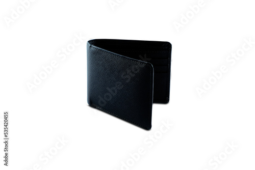 The purse puts brown banknotes on a white background.soft focus