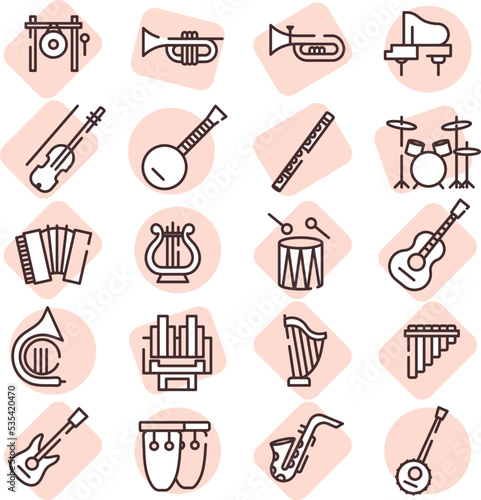 Music instruments  illustration  vector on a white background.