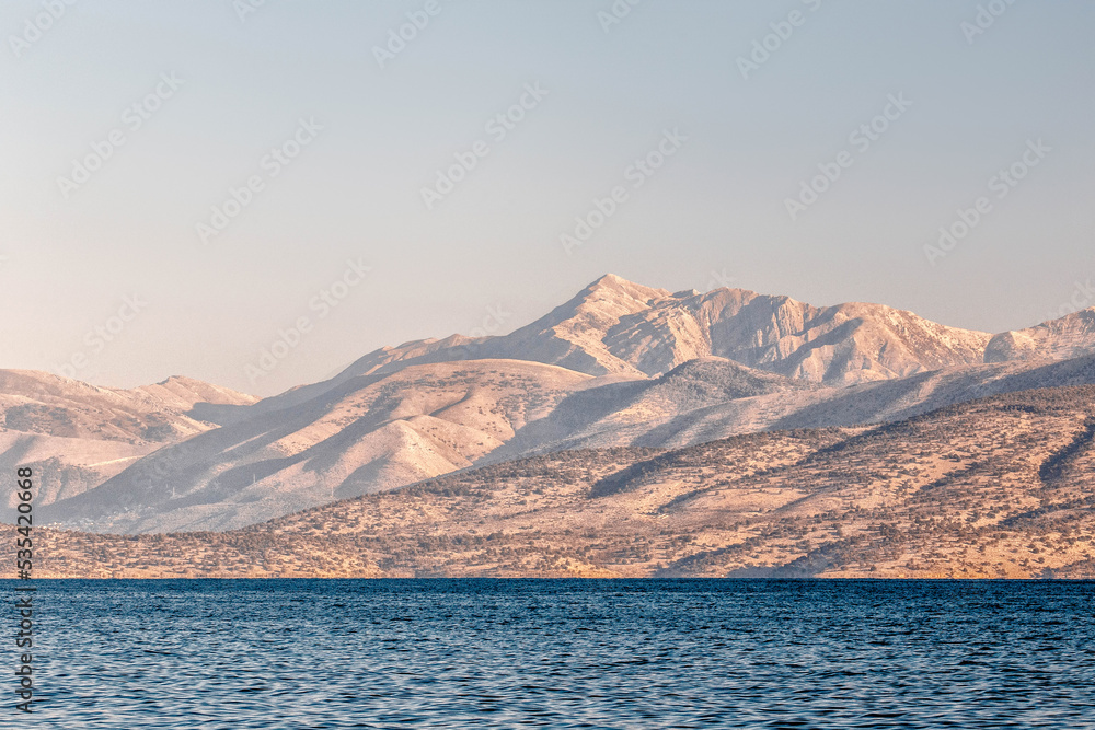 view on albanian coast vith mountains from Corfu  island of Greece ... exclusive - this image sell only adobe stock	