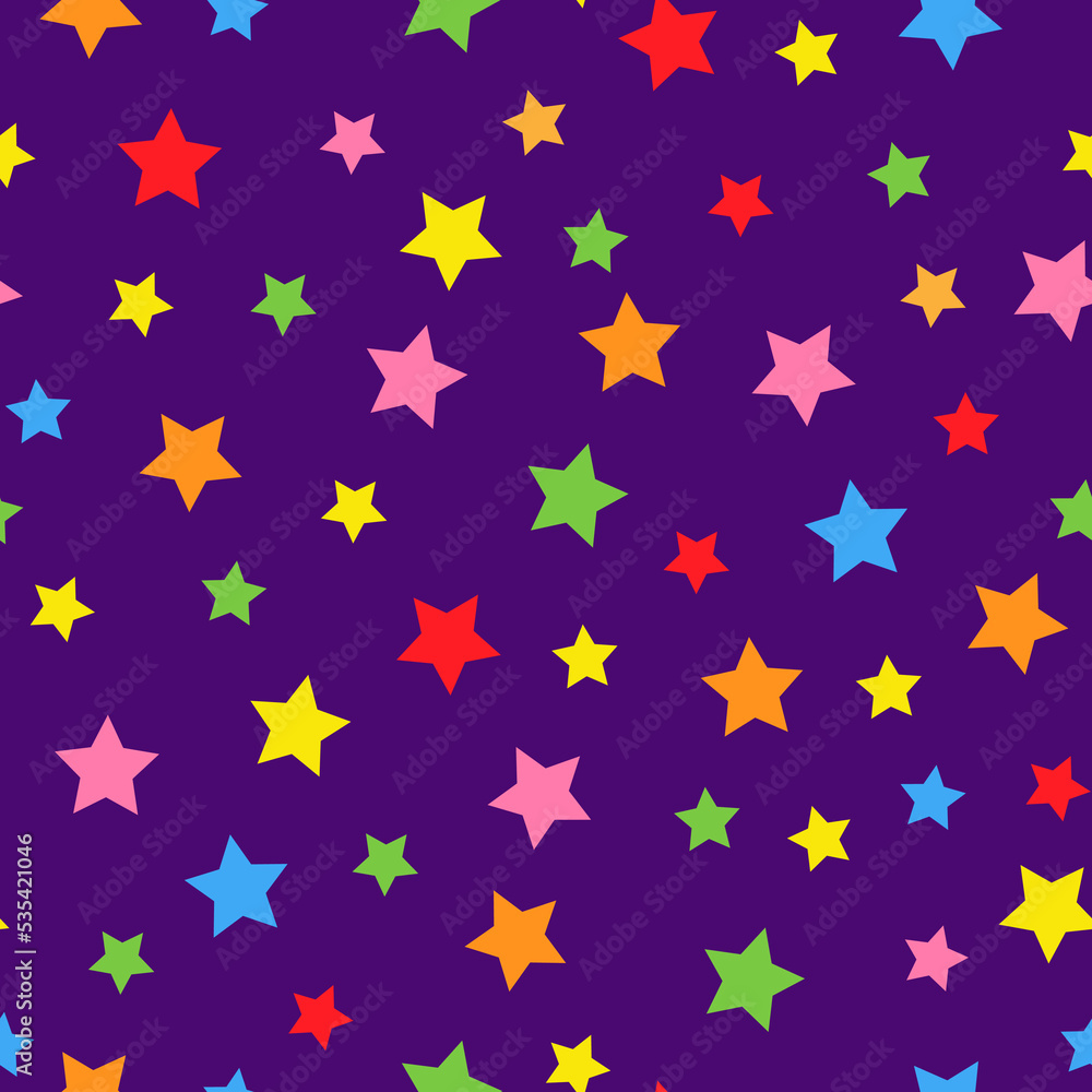 A simple star pattern. purple background, colored stars. The print is well suited for textiles,banners,Wallpaper and packaging. A simple star pattern. purple background, colored stars. The print is well suited for textiles,banners,Wallpaper and packaging.