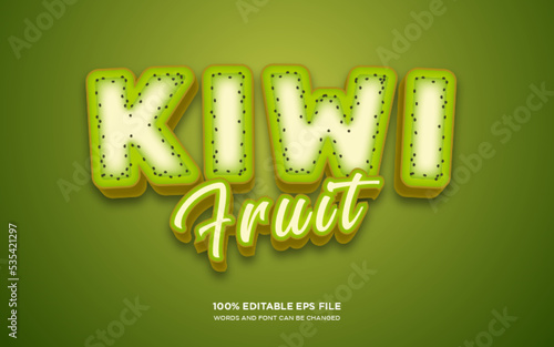 Kiwi Fruit 3D editable text style effect	
