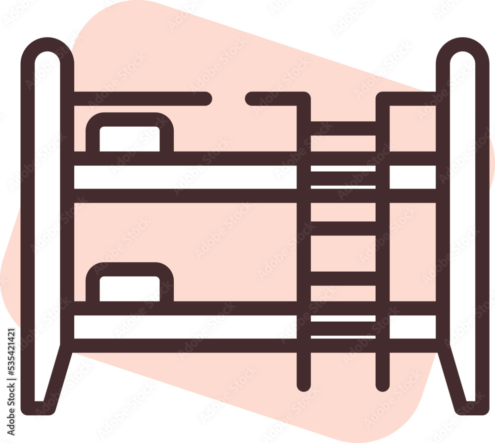 Bunk sleeping bed, illustration, vector on a white background. Bunk sleeping bed, illustration, vector on a white background.