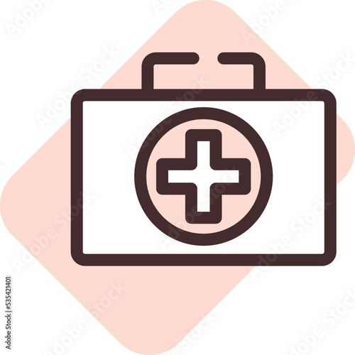 Shopping mall first aid kit, illustration, vector on a white background.