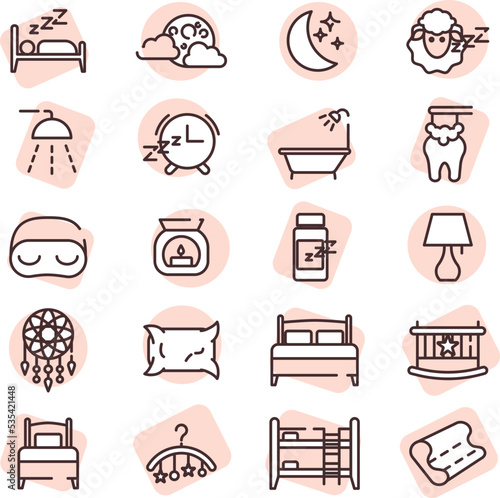 Sleep icon set, illustration, vector on a white background.