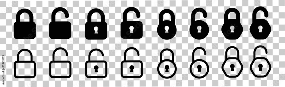 Locks Icons Set Locked And Unlocked Vector Icon Set Lock Symbol