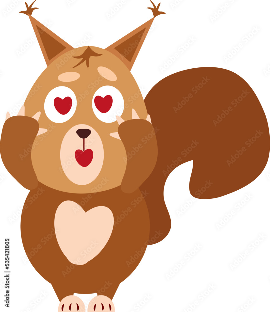 Squirrel in love, illustration, vector on a white background. Squirrel in love, illustration, vector on a white background.