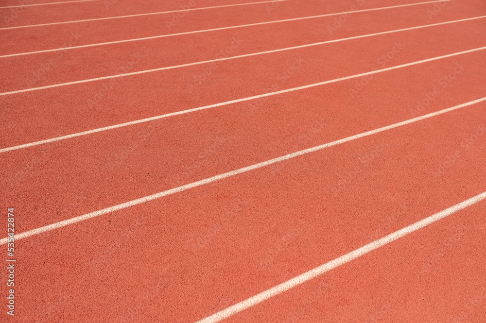 Close up shot of running track shot from low angle