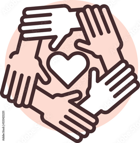 Charity and donation racial equality, illustration, vector on white background.