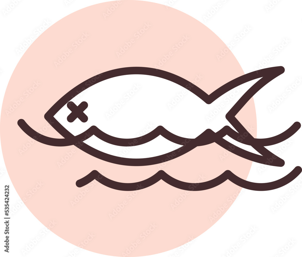 Disaster fish pollution, illustration, vector on white background. Disaster fish pollution, illustration, vector on white background.