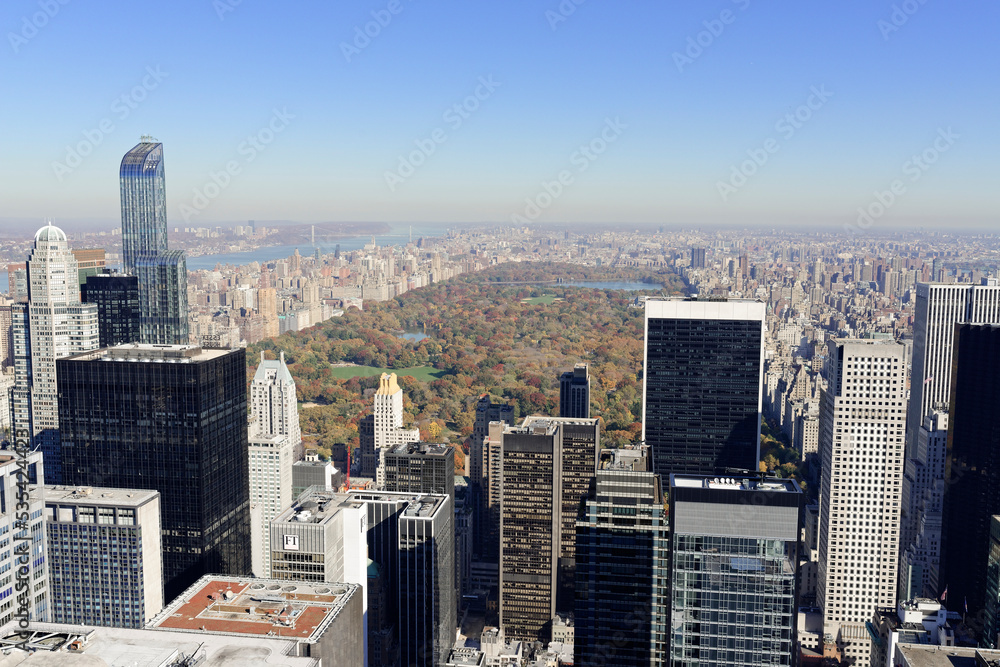 Central Park, von der Aussichtsterrasse des Rockefeller Center aus gesehen, Manhattan, New York, USA, Nordamerika