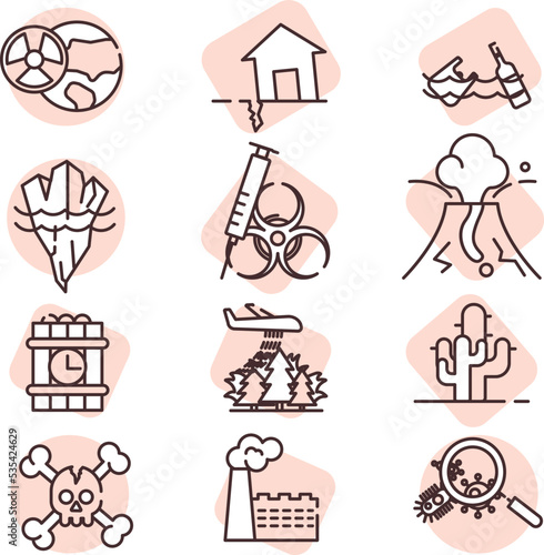 Natural Biological, climate change disasters , icon, illustration, vector on white background.