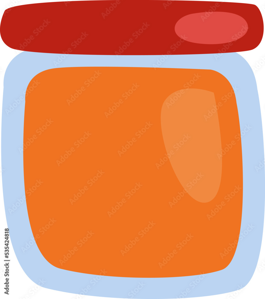 Farming orange jam, illustration, vector on white background.