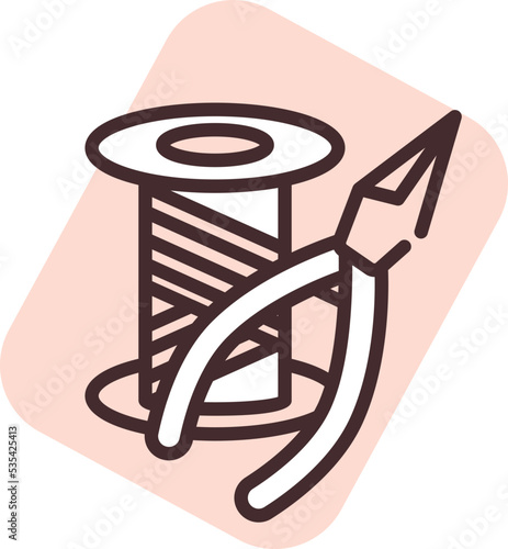 Hobby jewlry making, illustration, vector on white background.