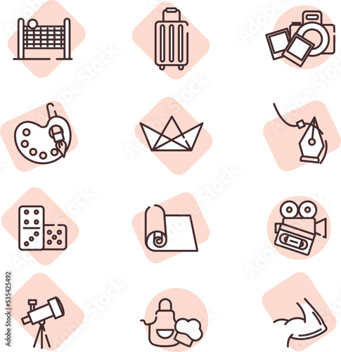 Interesting Hobbies, illustration, vector on white background.