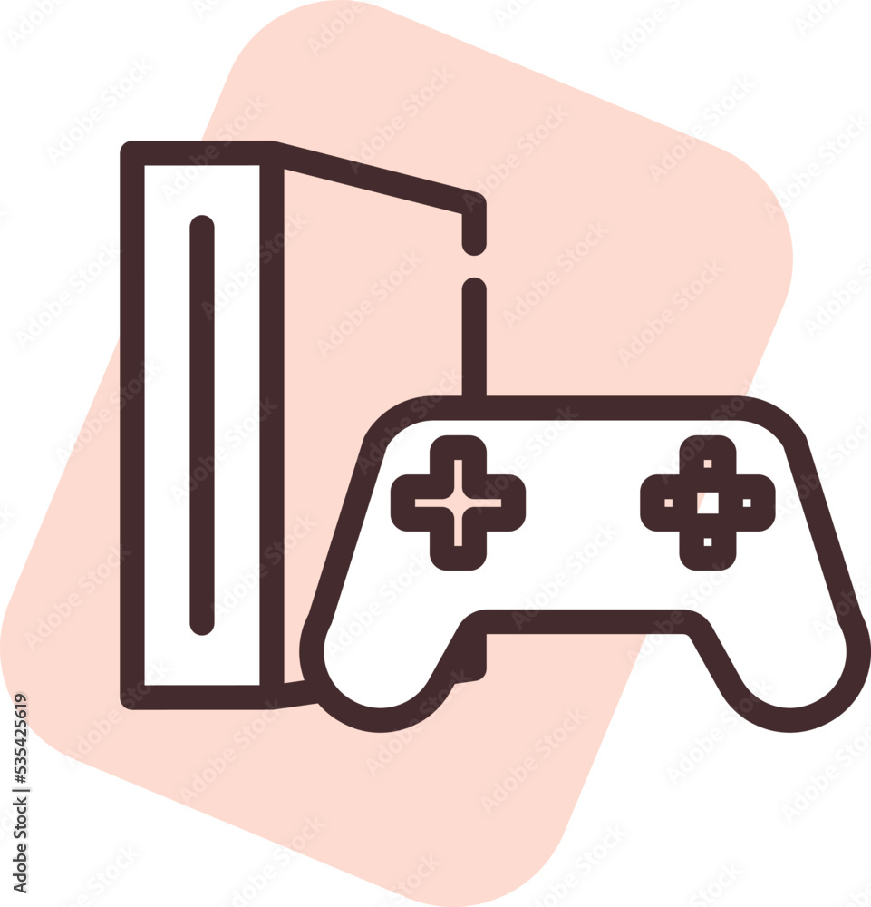 Hobbies gaming, illustration, vector on white background.