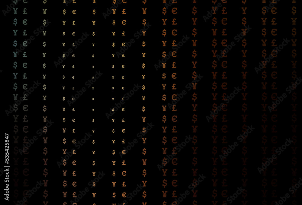 Dark yellow, orange vector texture with financial symbols. Dark yellow, orange vector texture with financial symbols.
