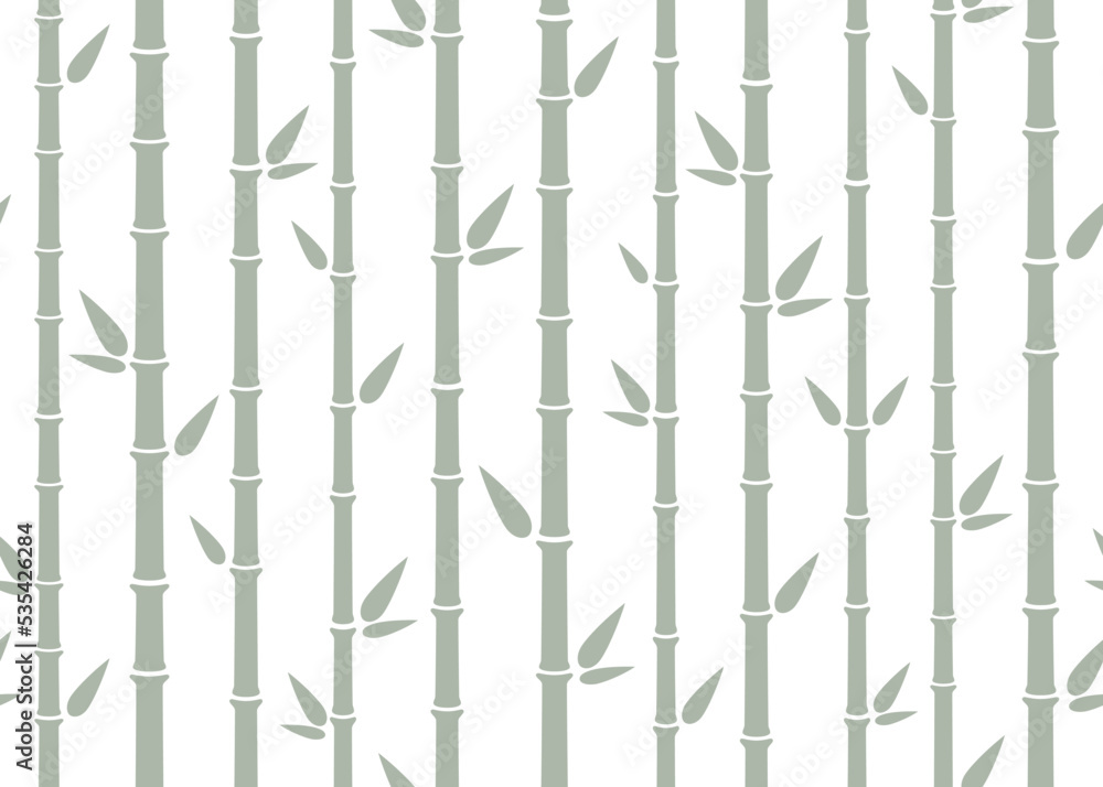 Bamboo seamless pattern. Simple flat bamboo background with stalk, branch and leaves. Nature backdrop design. Abstract asian texture. Vector illustration on white background. Bamboo seamless pattern. Simple flat bamboo background with stalk, branch and leaves. Nature backdrop design. Abstract asian texture. Vector illustration on white background.