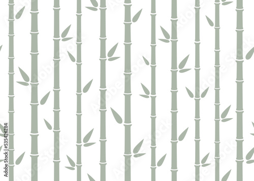 Fototapeta Naklejka Na Ścianę i Meble -  Bamboo seamless pattern. Simple flat bamboo background with stalk, branch and leaves. Nature backdrop design. Abstract asian texture. Vector illustration on white background.