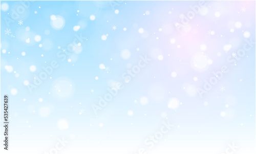 Beautiful shiny light and glitter snowflakes. Vector illustration of abstract winter background.