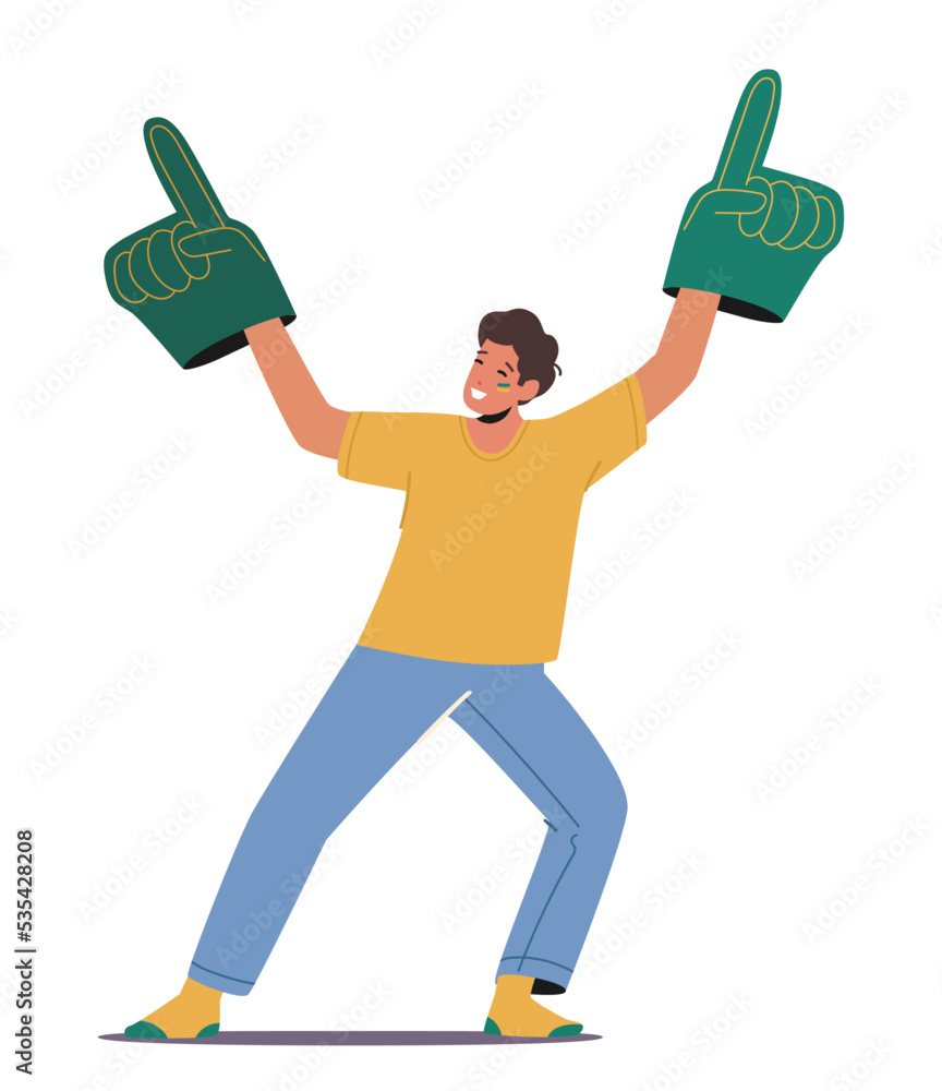 Football Supporter Fan Cheering and Celebrate Watching Match at Stadium or Tv. Isolated Excited Male Character Football Supporter Fan Cheering and Celebrate Watching Match at Stadium or Tv. Isolated Excited Male Character