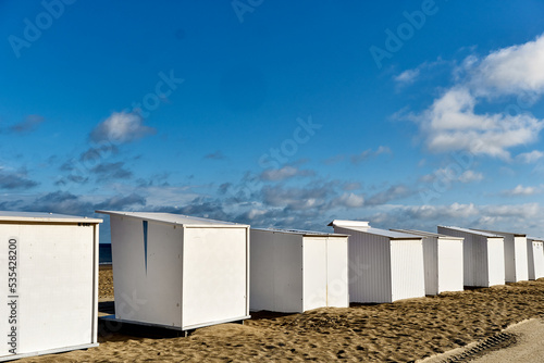 beach hut on the beach at De Panne, Belgium 