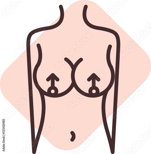 Breast lift surgery, illustration, vector on white background.