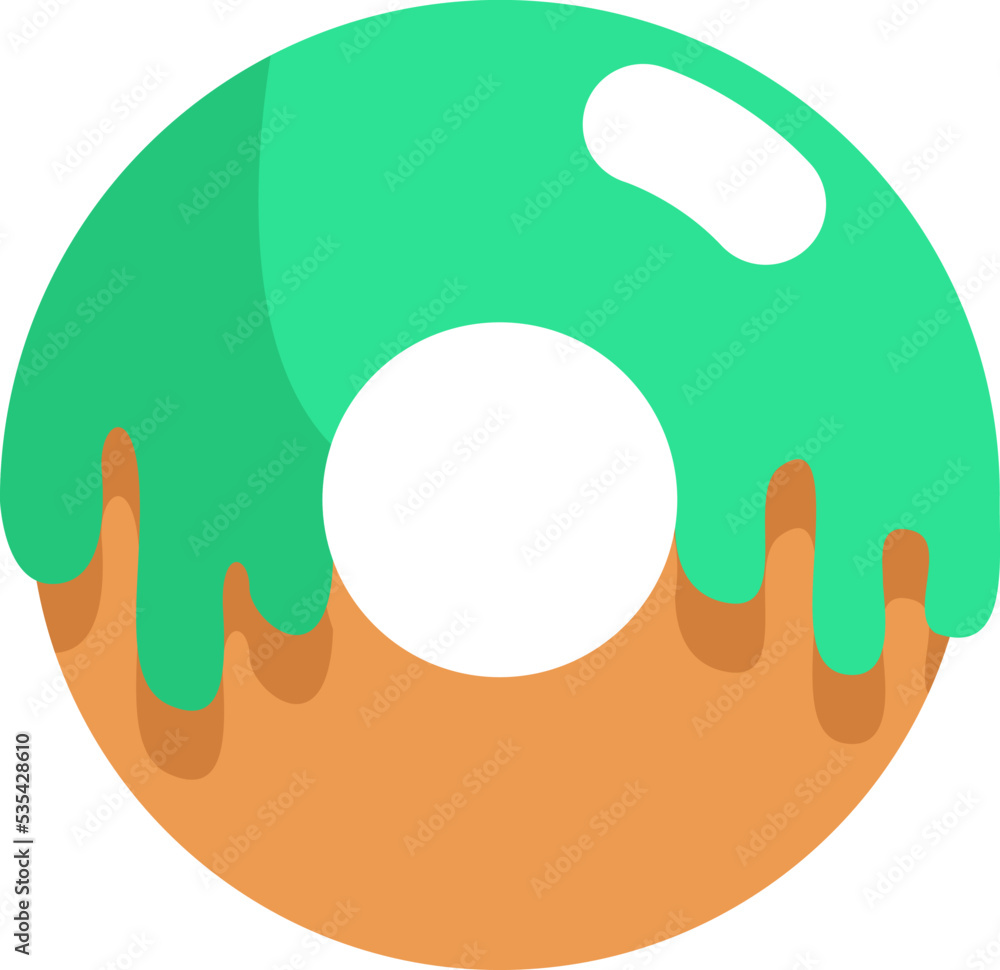 Green donut, illustration, vector on white background. Green donut, illustration, vector on white background.