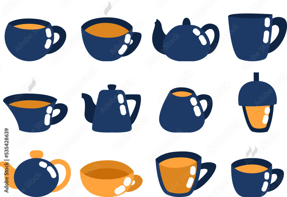 Tea time, illustration, vector on white background.