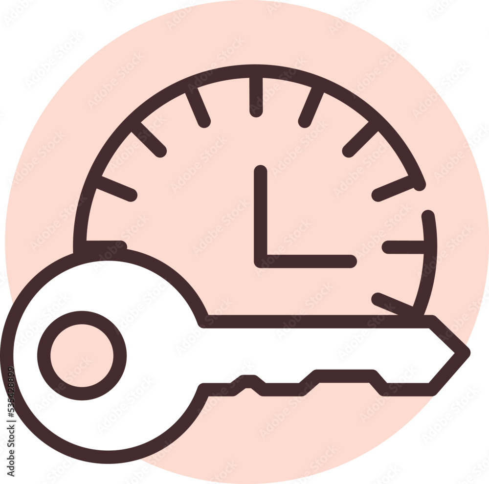 Time key, illustration, vector on white background. Time key, illustration, vector on white background.