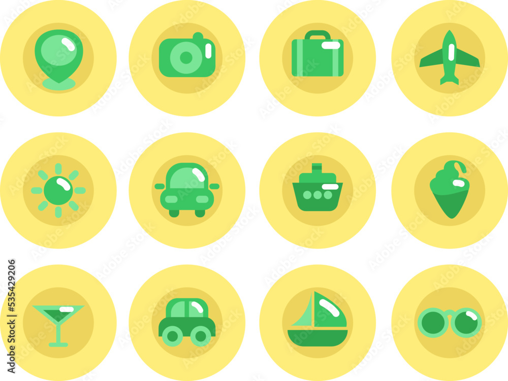 Traveling icon set, illustration, vector on white background. Traveling icon set, illustration, vector on white background.