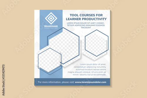 Minimalist Background with memphis style. rectangle and square pattern. Suitable for social media post template, Webinar, Seminar, daring banner, online education, flyer, ads. headline is tool courses