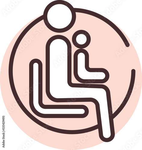 Sit children on lap airplane, illustration, vector on white background.