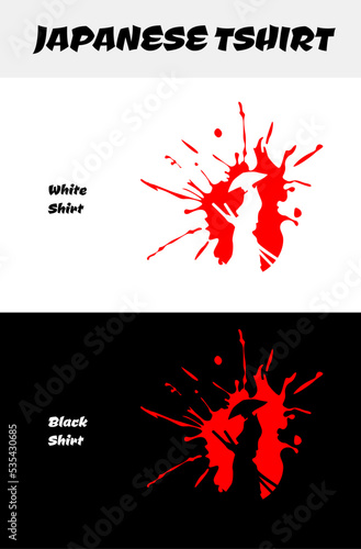 Japanese streetwear theme design vector for tshirt hoodie and merchandise. blood splatter. samurai vector illustration. silhouette japan samurai vector for design t shirt concept.