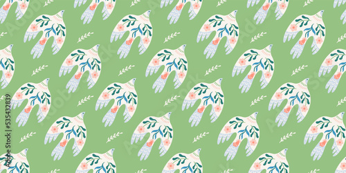 Doves of peace. Vector seamless pattern. Background for paper, packaging, wallpaper, fabric and other