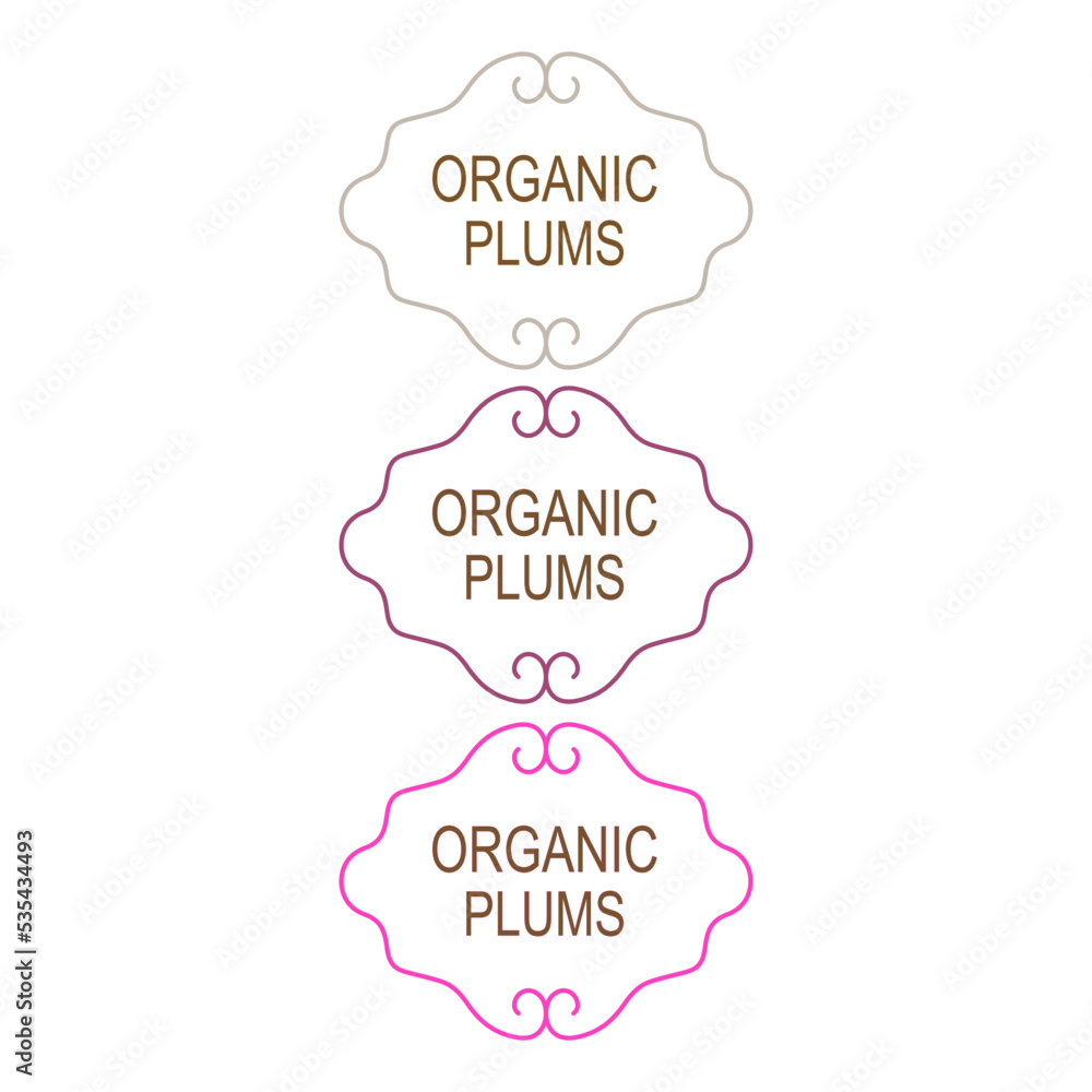 Organic Plums Ornamental Labels for Bio Shops Organic Plums Ornamental Labels for Bio Shops