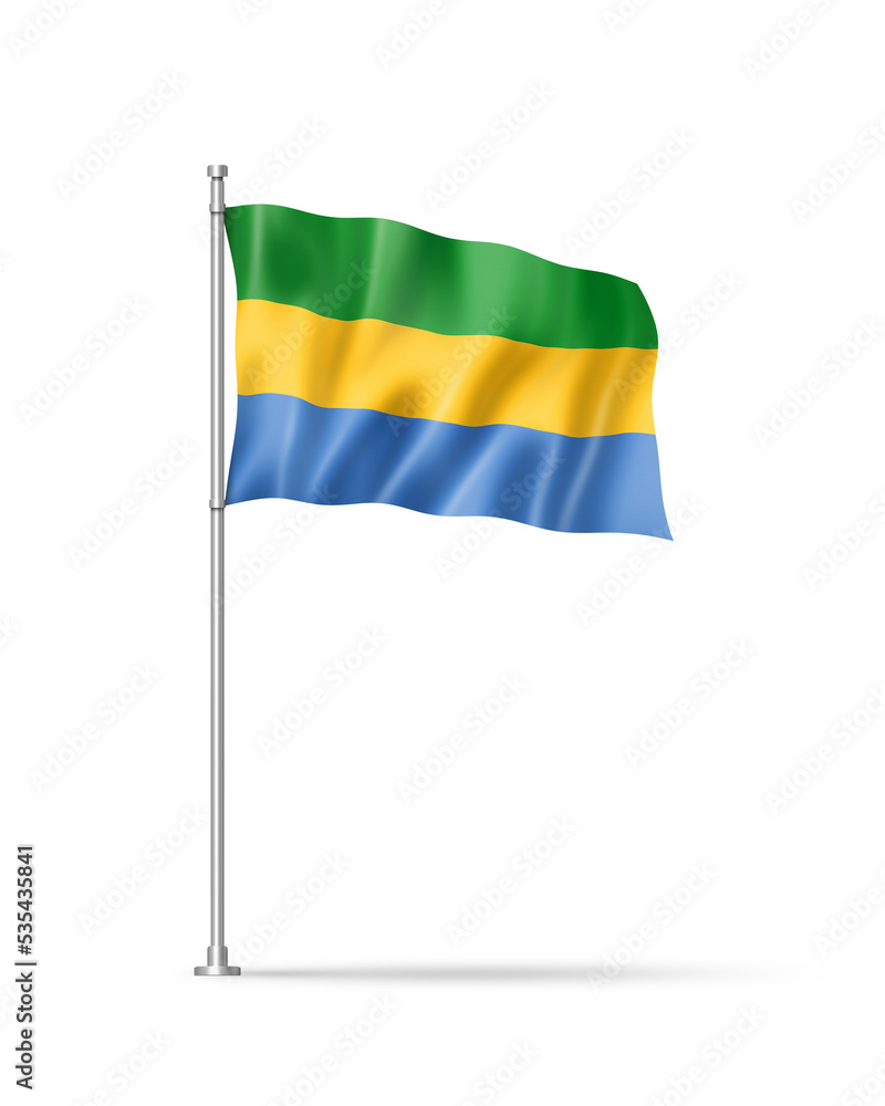 Gabonese flag isolated on white