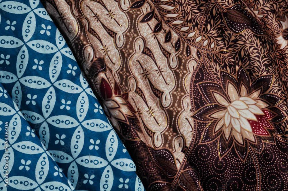 Two Indonesian batik cloth motifs. Batik is recognized by UNESCO as a cultural heritage from Indonesia. Two Indonesian batik cloth motifs. Batik is recognized by UNESCO as a cultural heritage from Indonesia.