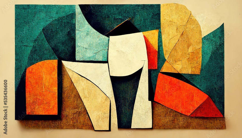 Abstract contemporary minimalism cubism art abstractionism style illustration - obrazy, fototapety, plakaty 