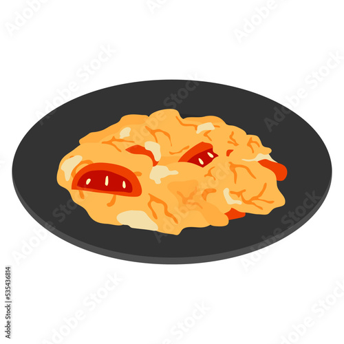 中華料理　トマト卵炒め　西紅柿炒鶏蛋　ベクターイラスト