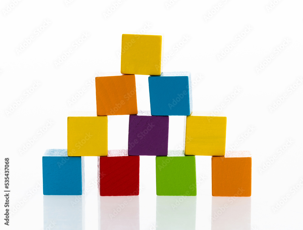 Pyramid of blocks on white background Pyramid of blocks on white background