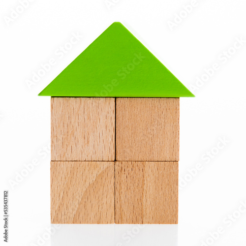 The wooden house on white background