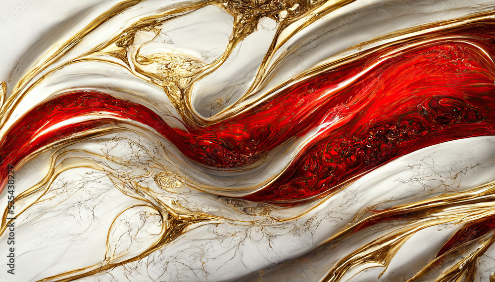Abstract luxury marble background. Digital art marbling texture. Red