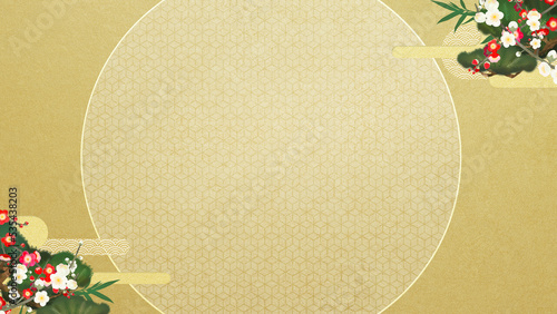 Oriental golden background material depicting auspicious things