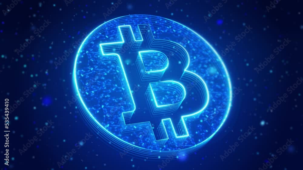 Bitcoin Digital Technology Virtual Screen HUD Hologram Hi Tech Loop concept. Cripto currency, Bitcoin Crypto on Mobile. Crypto coin with growth graph. International stock exchange. Bitcoin uptrend