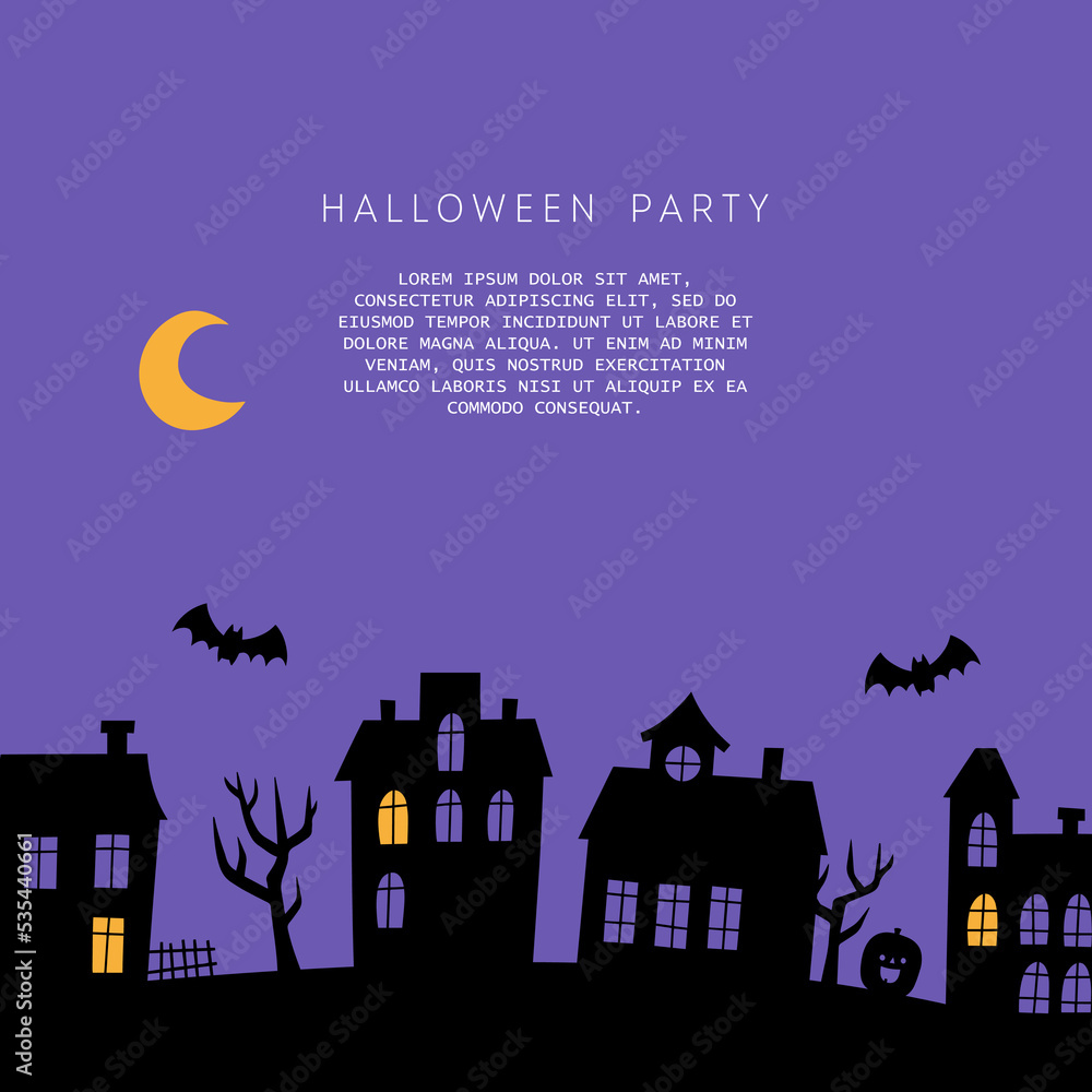 Halloween party invitation. Hand drawn vector illustration