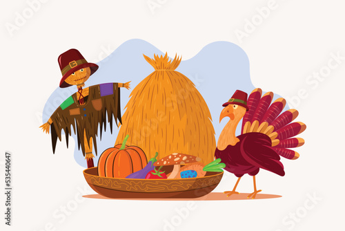 Happy Thanksgiving Day Turkey Illustration