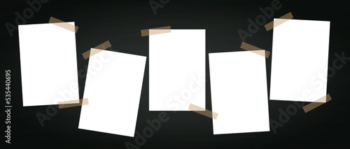 Wooden school board with white sheets of stickers for notes, class schedule, reminders. Vector illustration