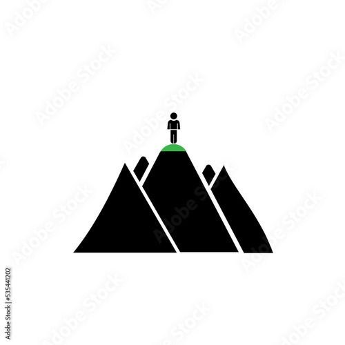 Success concept. Climbing a mountain. Reaching the top or peak success. Motivation. End goals