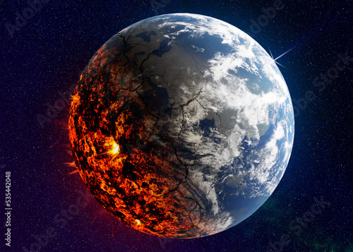 Obraz na plátně Conceptual photo depicting Earth destroyed by global warming
